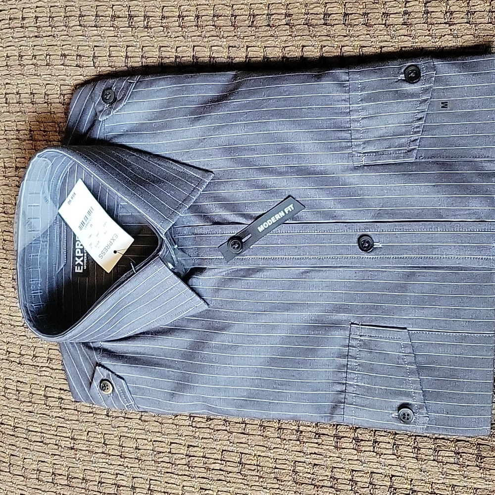 Express button up grey pinstripe, sz M